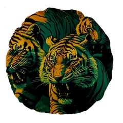 Tiger Large 18  Premium Round Cushions