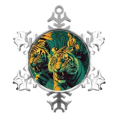 Tiger Metal Small Snowflake Ornament by danenraven