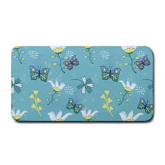 Butterfly Flower Blue Background Medium Bar Mat by danenraven