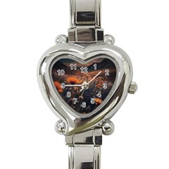 Mountains Flowers Flora Botany Nature Heart Italian Charm Watch by danenraven