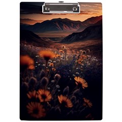 Mountains Flowers Flora Botany Nature A4 Acrylic Clipboard by danenraven