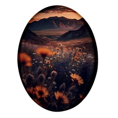 Mountains Flowers Flora Botany Nature Oval Glass Fridge Magnet (4 Pack) by danenraven