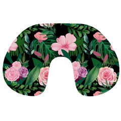 Flower Roses Pattern Floral Nature Travel Neck Pillow by danenraven