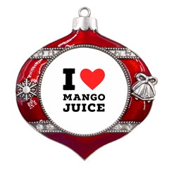 I love mango juice  Metal Snowflake And Bell Red Ornament