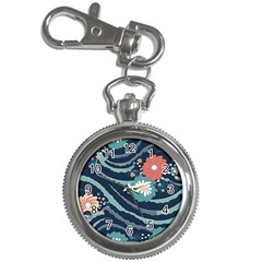 Waves Flowers Pattern Water Floral Minimalist Key Chain Watches