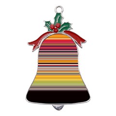 Neopolitan Horizontal Lines Strokes Metal Holly Leaf Bell Ornament by Bangk1t