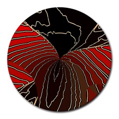 Red Gold Black Voracious Plant Leaf Round Mousepad