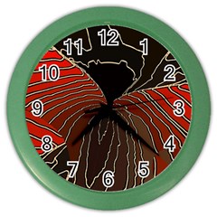 Red Gold Black Voracious Plant Leaf Color Wall Clock