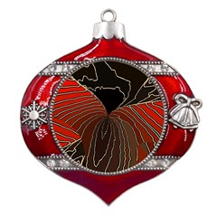 Red Gold Black Voracious Plant Leaf Metal Snowflake And Bell Red Ornament by Bangk1t