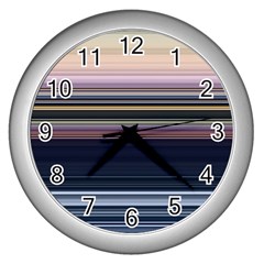 Horizontal Line Strokes Color Lines Wall Clock (silver)