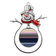 Horizontal Line Strokes Color Lines Metal Snowman Ornament