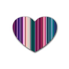 Vertical Line Color Lines Texture Rubber Heart Coaster (4 Pack)