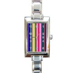 Pastel Colors Striped Pattern Rectangle Italian Charm Watch by Bangk1t