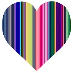 Pastel Colors Striped Pattern Wooden Puzzle Heart