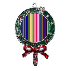 Pastel Colors Striped Pattern Metal X mas Lollipop With Crystal Ornament