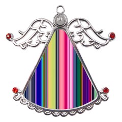 Pastel Colors Striped Pattern Metal Angel With Crystal Ornament
