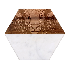 Bull Star Sign Marble Wood Coaster (hexagon) 