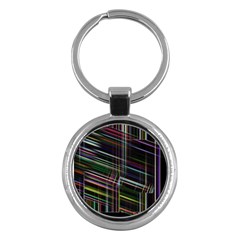 False Prismatic Black Background Key Chain (round)