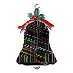 False Prismatic Black Background Metal Holly Leaf Bell Ornament by Bangk1t