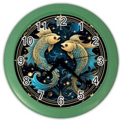 Fish Star Sign Color Wall Clock by Bangk1t