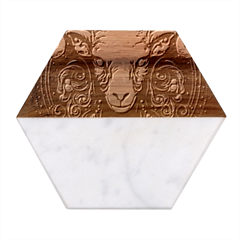 Aries Star Sign Marble Wood Coaster (hexagon) 