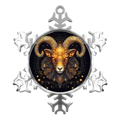 Aries Star Sign Metal Small Snowflake Ornament by Bangk1t