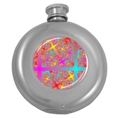 Geometric Abstract Colorful Round Hip Flask (5 Oz)