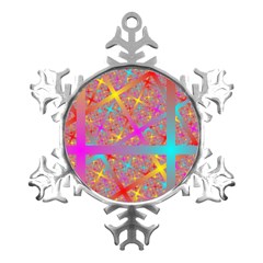 Geometric Abstract Colorful Metal Small Snowflake Ornament