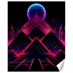 Synthwave City Retrowave Wave Canvas 16  X 20 