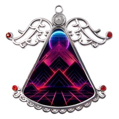 Synthwave City Retrowave Wave Metal Angel With Crystal Ornament