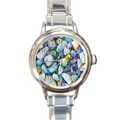 Stones Gems Multi Colored Rocks Round Italian Charm Watch by Bangk1t