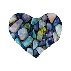 Stones Gems Multi Colored Rocks Standard 16  Premium Flano Heart Shape Cushions