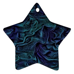 Abstract Blue Wave Texture Patten Star Ornament (two Sides)