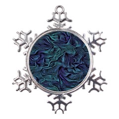 Abstract Blue Wave Texture Patten Metal Large Snowflake Ornament