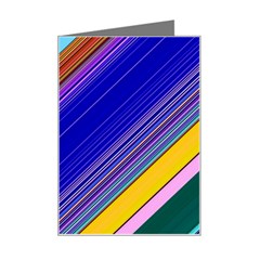 Color Lines Slanting Green Blue Mini Greeting Card