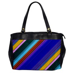 Color Lines Slanting Green Blue Oversize Office Handbag