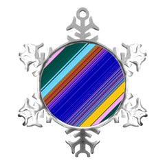 Color Lines Slanting Green Blue Metal Small Snowflake Ornament