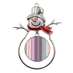 Triangle Stripes Texture Pattern Metal Snowman Ornament