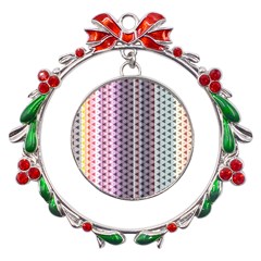 Triangle Stripes Texture Pattern Metal X mas Wreath Ribbon Ornament