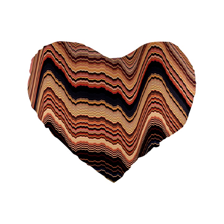 Jagged Pink Amplitude Waves Standard 16  Premium Heart Shape Cushions