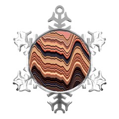 Jagged Pink Amplitude Waves Metal Small Snowflake Ornament