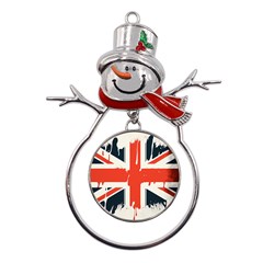 Union Jack England Uk United Kingdom London Metal Snowman Ornament