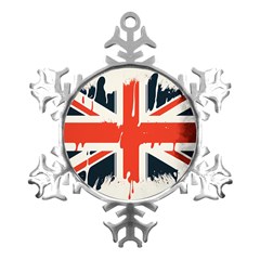 Union Jack England Uk United Kingdom London Metal Small Snowflake Ornament
