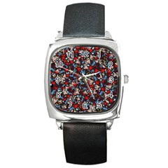 Harmonious Chaos Vibrant Abstract Design Square Metal Watch by dflcprintsclothing