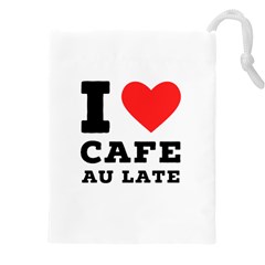 I Love Cafe Au Late Drawstring Pouch (5xl) by ilovewhateva