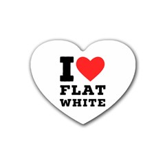 I Love Flat White Rubber Coaster (heart) by ilovewhateva