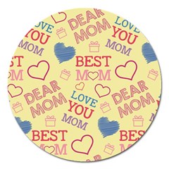 Love Mom Happy Mothers Day I Love Mom Graphic Pattern Magnet 5  (round)