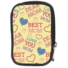 Love Mom Happy Mothers Day I Love Mom Graphic Pattern Compact Camera Leather Case by Ravend