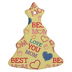 Love Mom Happy Mothers Day I Love Mom Graphic Pattern Christmas Tree Ornament (two Sides)