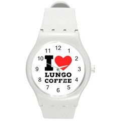 I Love Lungo Coffee  Round Plastic Sport Watch (m) by ilovewhateva